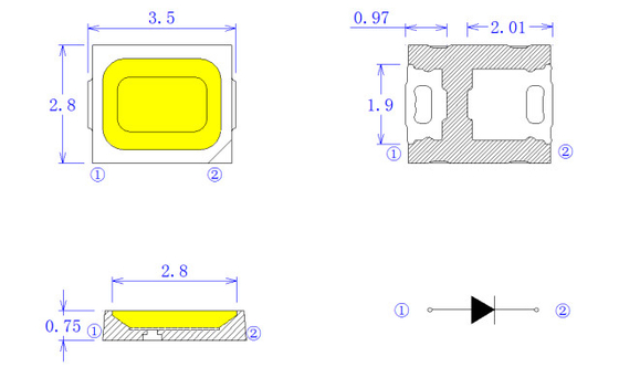 2835 54v Red Smd Led Floodlight Chip Full Spectrum